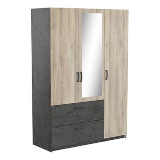 Armoire 3 portes 2 tiroirs L.134 cm READY imitation chêne kronberg et ardoise