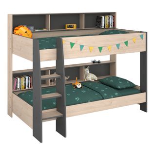 Lit superposé 2x90x200 cm et sommiers inclus CLEO imitation chêne et gris ombre