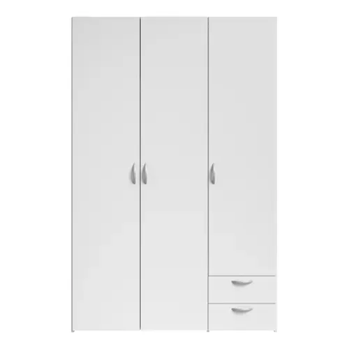Armoire 3 portes 2 tiroirs L. 120 cm DAILY Blanc