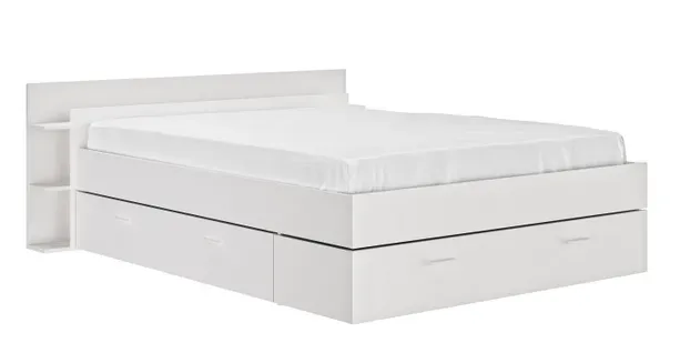 Lit avec rangements 140x190 cm TONIGHT blanc