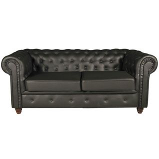 Canapé Chesterfield 2 Places Simili cuir - Noir