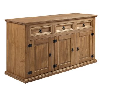 Buffet 3 portes 3 tiroirs EL PATIO en pin massif finition cirée