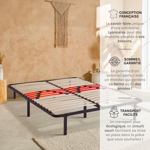 Kit Cadre à Lattes Morphologiques avec pieds - 140x190 cm - Zones De Confort