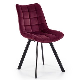 Chaise Contemporaine En Velours Bordeaux Avec Pieds En Métal Noir Liberty