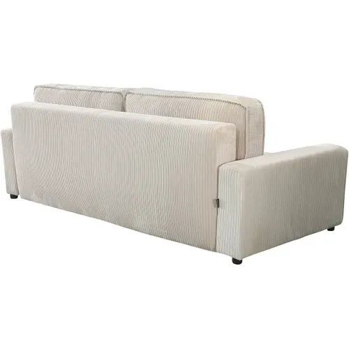 Canapé Convertible En Velours Côtelé "montaigne" -3 Places - Beige