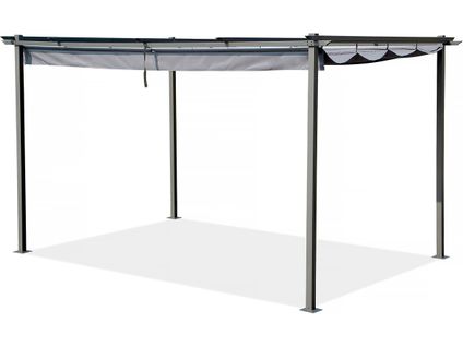 Pergola En Métal Avec Toit Rétractable - 3 X 4 M - Gris Anthracite