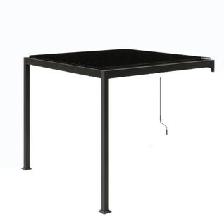 Agadir - Pergola Bioclimatique Adossée Gris Foncé 3x3 M