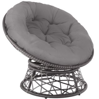 Fauteuil Papasan En Rotin Rotatif Coussin Rond Confortable Gris