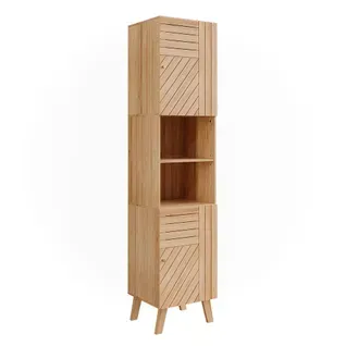 Armoire De Salle De Bain Lucie 50119 Bambou 40x177cm Avec 2 Portes