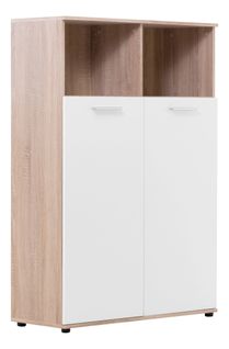 Buffet haut 2 portes/2 niches TOLEDO décor chêne sonoma/blanc