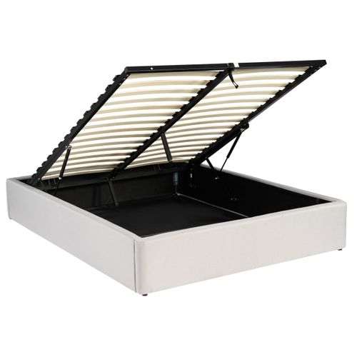 Lit coffre 140x190 cm avec sommier relevable PARMA tissu gris