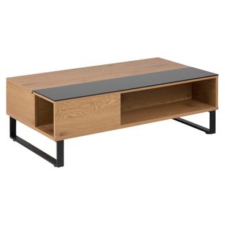 Table basse plateau relevable AZALEA Noir et imitation chêne