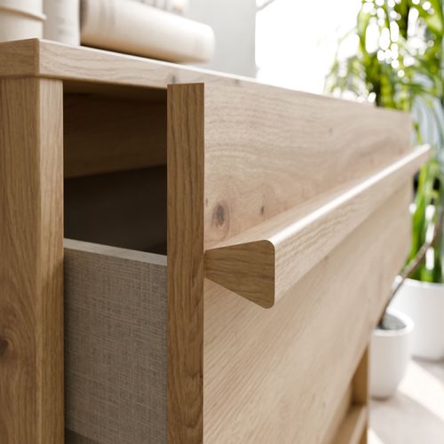 Commode TIANA 4 tiroirs imitation chêne