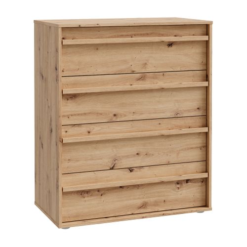 Commode TIANA 4 tiroirs imitation chêne