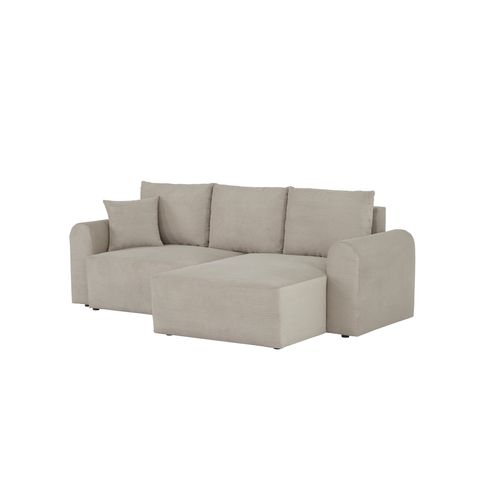 Canapé d'angle méridienne réversible JO tissu velours côtelé beige