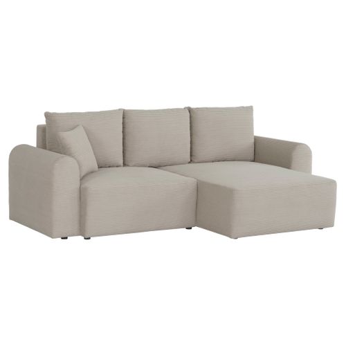 Canapé d'angle méridienne réversible JO tissu velours côtelé beige