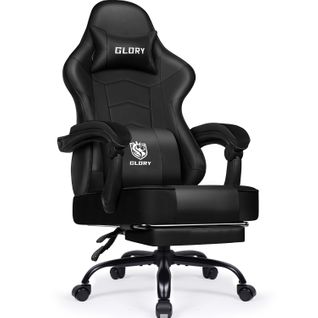 Chaise Gaming, fauteuil Gamer Inclinable De 90° à 170°, Avec Repose-pieds,Charge 150kg,Noir