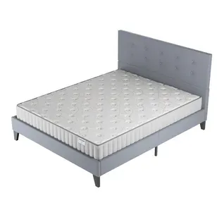 Ensemble 140x190 cm, Lit avec tête de lit + Matelas Mousse ép.16cm à mémoire de forme