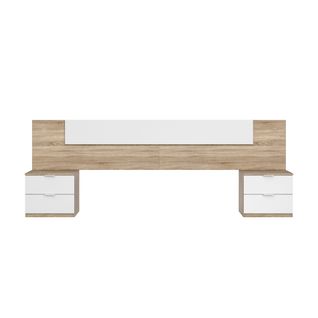 Tête de lit 2 chevets 4 tiroirs LINEA blanc