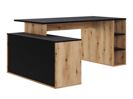 Bureau d'angle WRITE Imitation chêne et noir mat