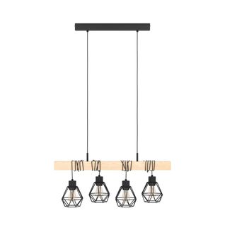 Suspension 4 Lumières L. 70 cm TOWNSHEND5 Noire et marron