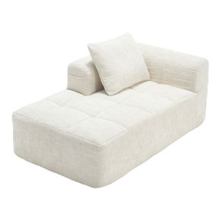 Canapé Fixe 1 palce 158x90x60cm Avec Têtière, Chenille et Mousse à structure granulaire, Beige
