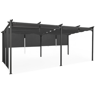 Pergola Édition Spéciale Toit Rétractable 3x6 M Et 6 Stores Gris Anthracite